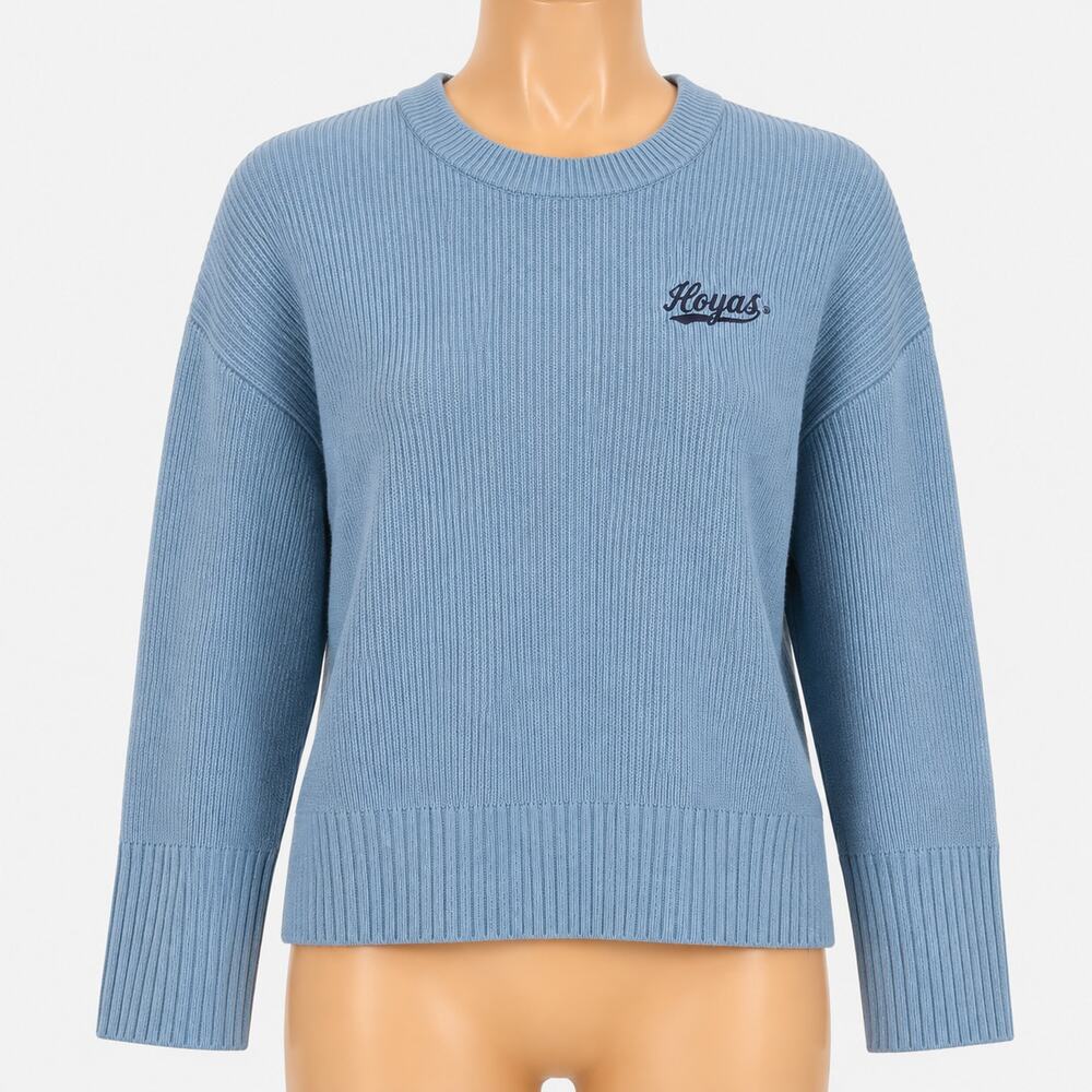 Faherty Hoyas Blue Crewneck Sweater Women's Medium M Organic Cotton Knit